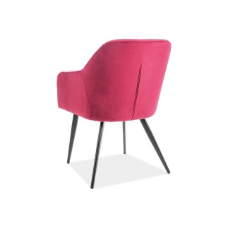 Lot de 2 chaises ELIOS en tissu velours de qualité, couleur bordeaux