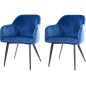 Lot de 2 chaises ELIOS en tissu velours de qualité, couleur bleu