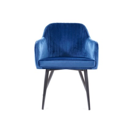 Lot de 2 chaises ELIOS en tissu velours de qualité, couleur bleu