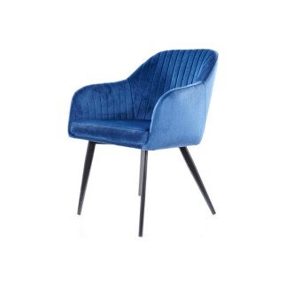 Lot de 2 chaises ELIOS en tissu velours de qualité, couleur bleu