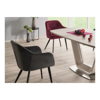 Lot de 2 chaises ELIOS en tissu velours de qualité, couleur noir