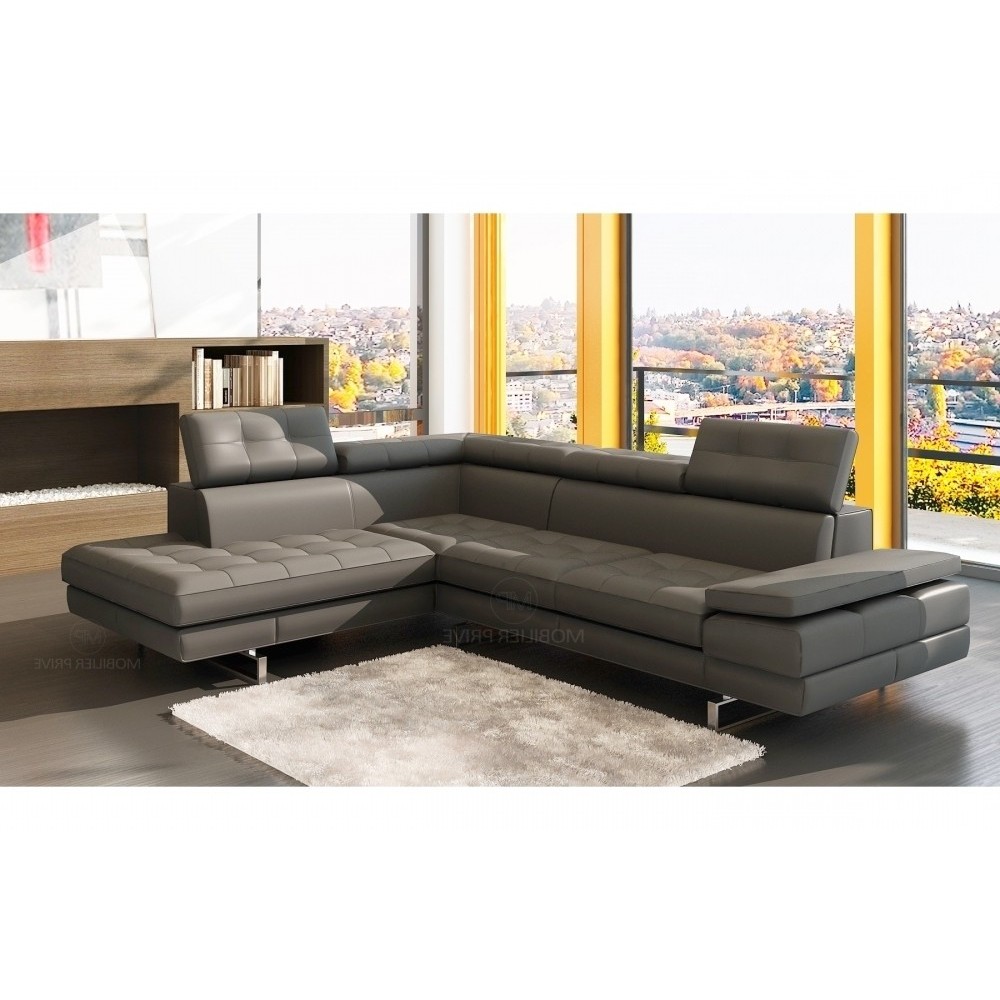 Canapé d'angle en cuir italien 6 places MODA, gris foncé, angle gauche Canapé d'angle en cuir italien 6 places MODA, gris foncé, angle gauche