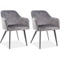 Lot de 2 chaises ELIOS en tissu velours de qualité, couleur gris