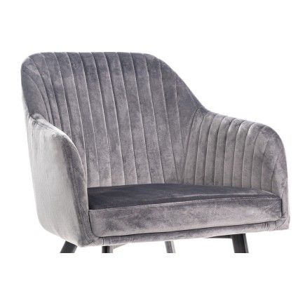 Lot de 2 chaises ELIOS en tissu velours de qualité, couleur gris