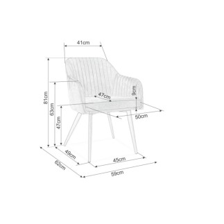 Lot de 2 chaises ELIOS en tissu velours de qualité, couleur gris
