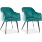 Lot de 2 chaises ELIOS en tissu velours de qualité, couleur vert
