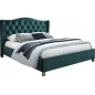 Lit double en tissu velours de qualité ASMA, vert, avec sommier à lattes, 160x200
