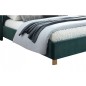 Lit double en tissu velours de qualité ASMA, vert, avec sommier à lattes, 160x200