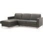 - Canapé d'angle convertible en 100% tout cuir italien de luxe 4/5 places BASEL, noir, angle gauche