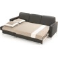 - Canapé d'angle convertible en 100% tout cuir italien de luxe 4/5 places BASEL, noir, angle gauche