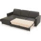 - Canapé d'angle convertible en 100% tout cuir italien de luxe 4/5 places BASEL, noir, angle gauche