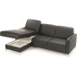 - Canapé d'angle convertible en 100% tout cuir italien de luxe 4/5 places BASEL, noir, angle gauche