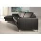 - Canapé d'angle convertible en 100% tout cuir italien de luxe 4/5 places BASEL, noir, angle gauche