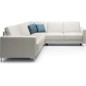 - Canapé d'angle convertible en 100% tout cuir italien de luxe 5/6 places BASTIDE, blanc cassé, angle gauche