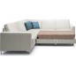 - Canapé d'angle convertible en 100% tout cuir italien de luxe 5/6 places BASTIDE, blanc cassé, angle gauche