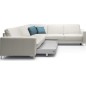 - Canapé d'angle convertible en 100% tout cuir italien de luxe 5/6 places BASTIDE, blanc cassé, angle gauche