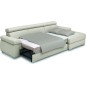 Canapé d'angle convertible en 100% tout cuir italien de luxe 5 places ZOLA, blanc cassé, angle droit