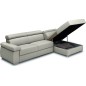 Canapé d'angle convertible en 100% tout cuir italien de luxe 5 places ZOLA, blanc cassé, angle droit