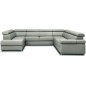 Canapé d'angle convertible en 100% tout cuir italien de luxe 7/8 places ZOXANE, gris clair, angle droit Canapé d'angle convertible en 100% tout cuir italien de luxe 7/8 places ZOXANE, gris clair, angle droit