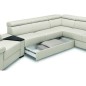 Canapé d'angle convertible en 100% tout cuir italien de luxe 6/7 places ZOOK, blanc cassé, angle gauche