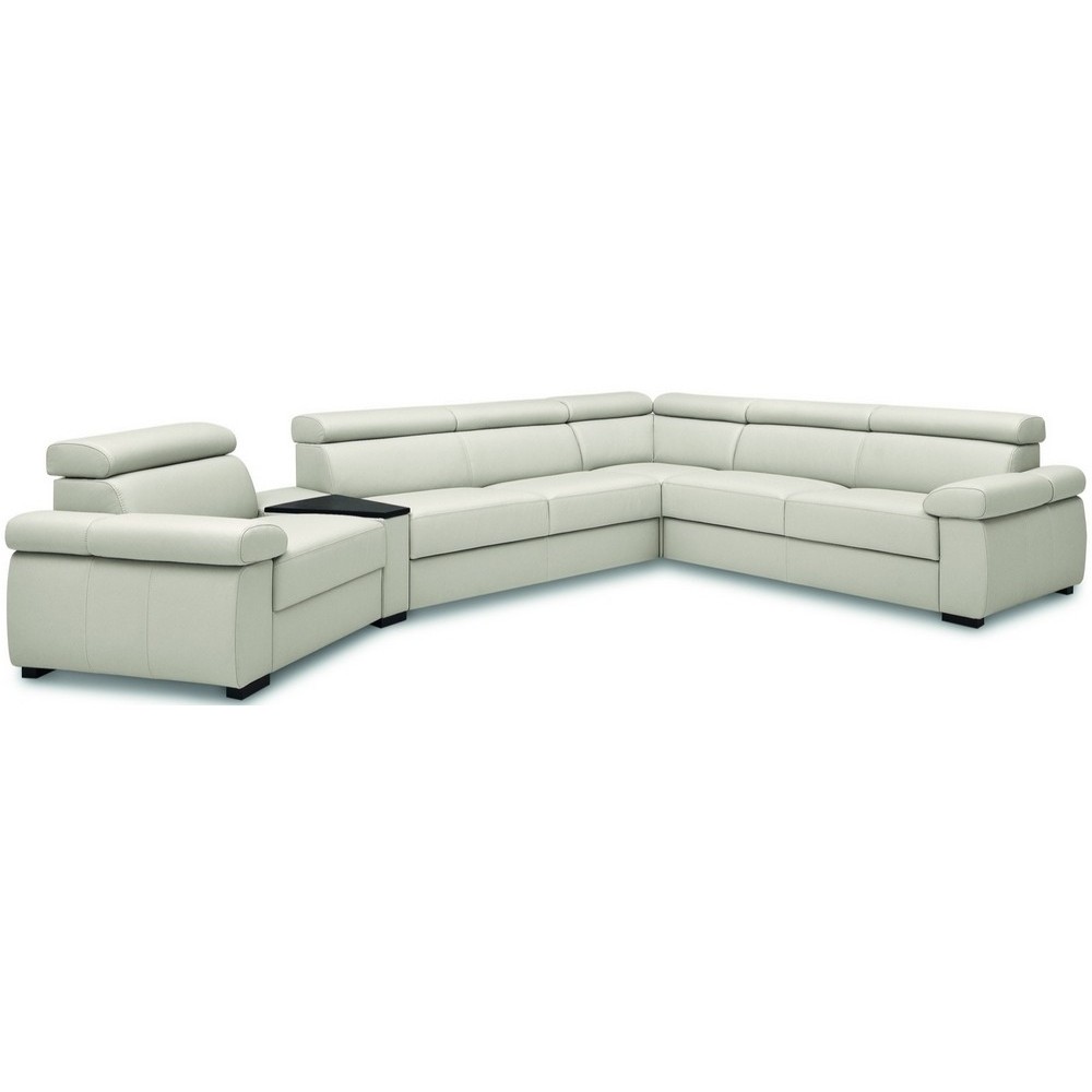 Canapé d'angle convertible en 100% tout cuir italien de luxe 6/7 places ZOOK, blanc cassé, angle droit