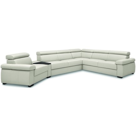 Canapé d'angle convertible en 100% tout cuir italien de luxe 6/7 places ZOOK, blanc cassé, angle droit