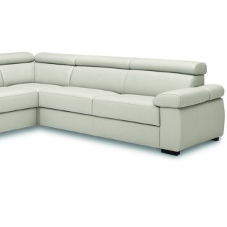 Canapé d'angle convertible en 100% tout cuir italien de luxe 6/7 places ZOOK, blanc cassé, angle droit