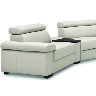 Canapé d'angle convertible en 100% tout cuir italien de luxe 6/7 places ZOOK, blanc cassé, angle droit