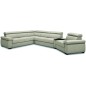 Canapé d'angle convertible en 100% tout cuir italien de luxe 6/7 places ZOOK, gris clair, angle gauche