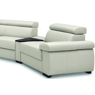 Canapé d'angle convertible en 100% tout cuir italien de luxe 6/7 places ZOOK, gris clair, angle gauche