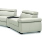 Canapé d'angle convertible en 100% tout cuir italien de luxe 6/7 places ZOOK, gris clair, angle gauche