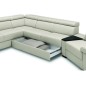 Canapé d'angle convertible en 100% tout cuir italien de luxe 6/7 places ZOOK, gris clair, angle gauche