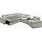 Canapé d'angle convertible en 100% tout cuir italien de luxe 6/7 places ZOOK, gris clair, angle gauche