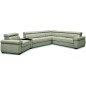 Canapé d'angle convertible en 100% tout cuir italien de luxe 6/7 places ZOOK, gris clair, angle droit