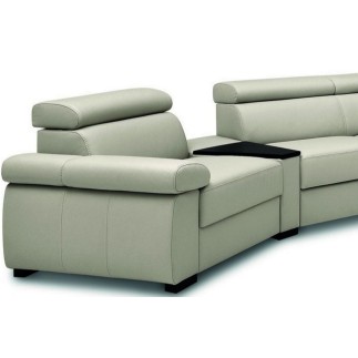 Canapé d'angle convertible en 100% tout cuir italien de luxe 6/7 places ZOOK, gris clair, angle droit