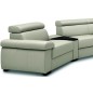 Canapé d'angle convertible en 100% tout cuir italien de luxe 6/7 places ZOOK, gris clair, angle droit