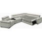 Canapé d'angle convertible en 100% tout cuir italien de luxe 6/7 places ZOOK, gris clair, angle droit