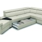 Canapé d'angle convertible en 100% tout cuir italien de luxe 6/7 places ZOOK, gris clair, angle droit