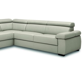 Canapé d'angle convertible en 100% tout cuir italien de luxe 6/7 places ZOOK, gris clair, angle droit
