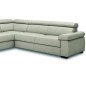 Canapé d'angle convertible en 100% tout cuir italien de luxe 6/7 places ZOOK, gris clair, angle droit