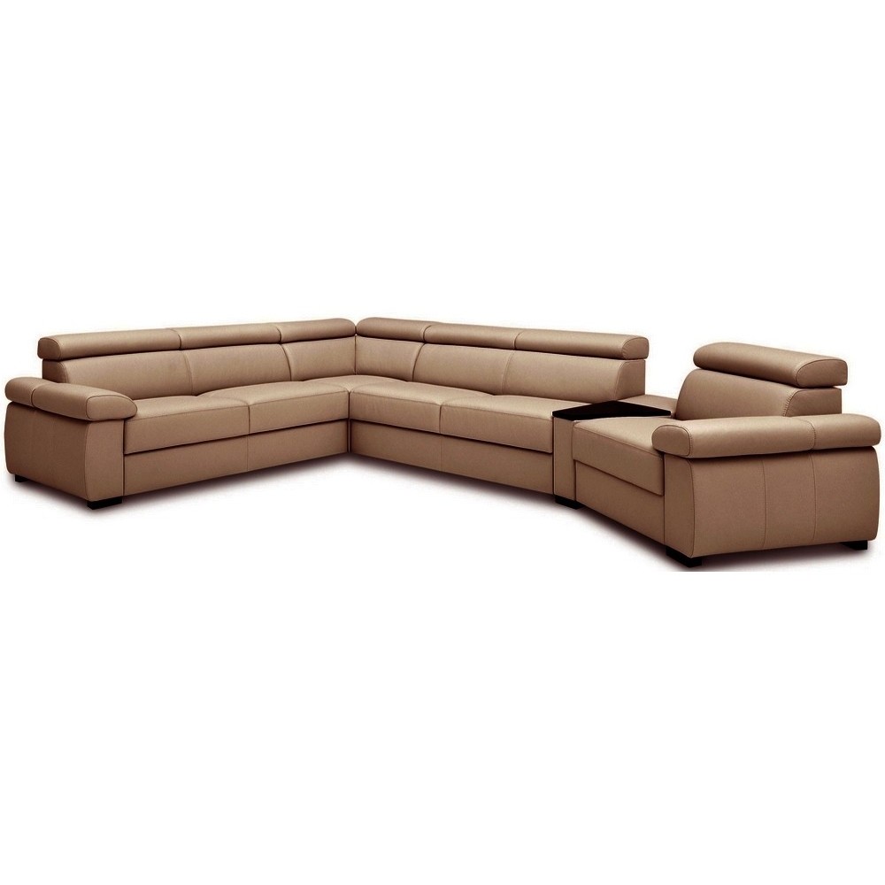 Canapé d'angle convertible en 100% tout cuir italien de luxe 6/7 places ZOOK, marron, angle droit, angle gauche