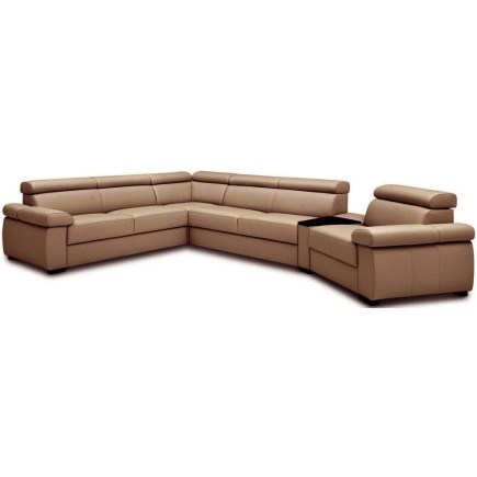 Canapé d'angle convertible en 100% tout cuir italien de luxe 6/7 places ZOOK, marron, angle droit