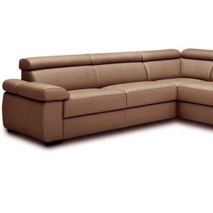 Canapé d'angle convertible en 100% tout cuir italien de luxe 6/7 places ZOOK, marron, angle droit, angle gauche