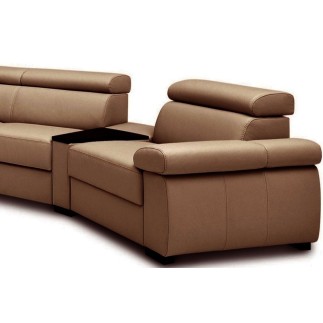 Canapé d'angle convertible en 100% tout cuir italien de luxe 6/7 places ZOOK, marron, angle droit