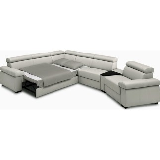 Canapé d'angle convertible en 100% tout cuir italien de luxe 6/7 places ZOOK, marron, angle droit