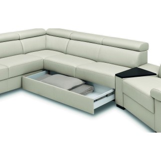 Canapé d'angle convertible en 100% tout cuir italien de luxe 6/7 places ZOOK, marron, angle droit