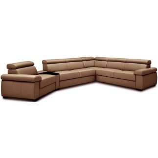 Canapé d'angle convertible en 100% tout cuir italien de luxe 6/7 places ZOOK, marron, angle droit