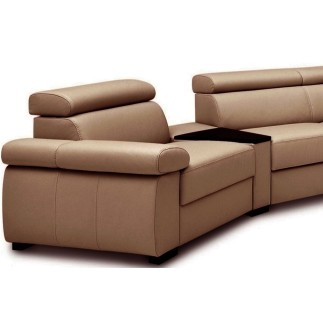 Canapé d'angle convertible en 100% tout cuir italien de luxe 6/7 places ZOOK, marron, angle droit