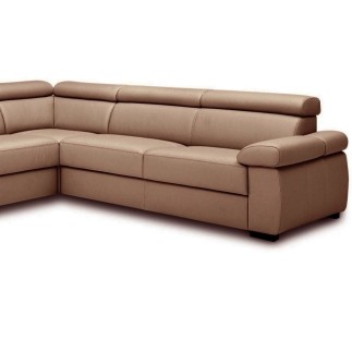 Canapé d'angle convertible en 100% tout cuir italien de luxe 6/7 places ZOOK, marron, angle droit