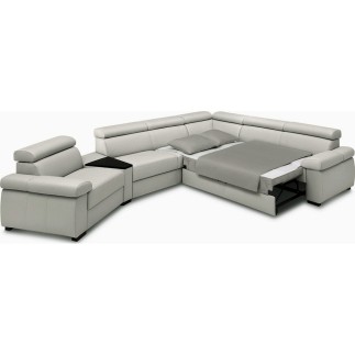 Canapé d'angle convertible en 100% tout cuir italien de luxe 6/7 places ZOOK, marron, angle droit
